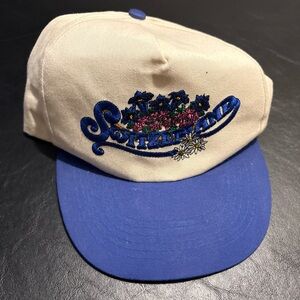Vintage men’s Switzerland Blue and Cream SnapBack Cap hat OS